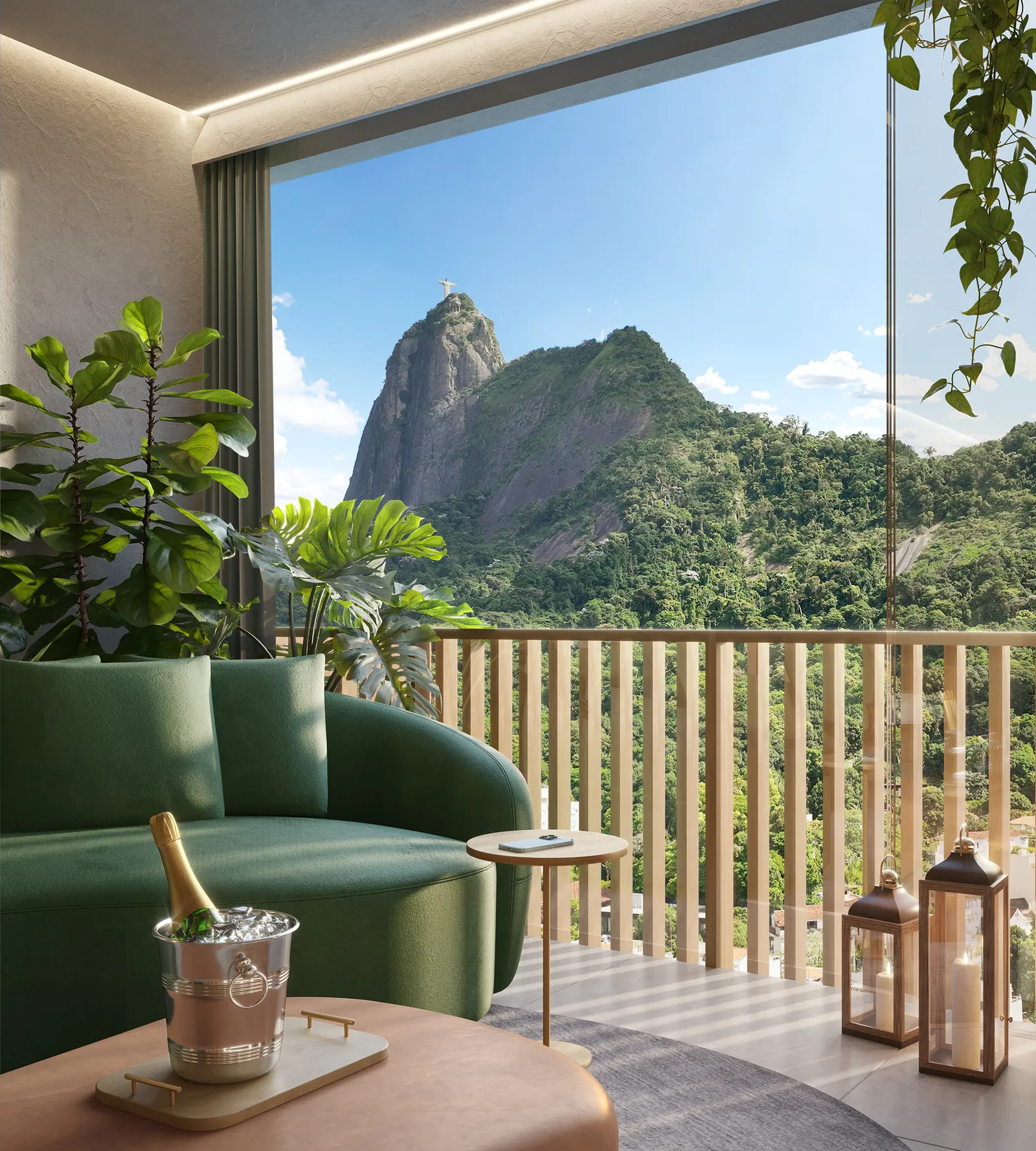 Balcon d'une résidence First Humaitá avec vue sur le Corcovado