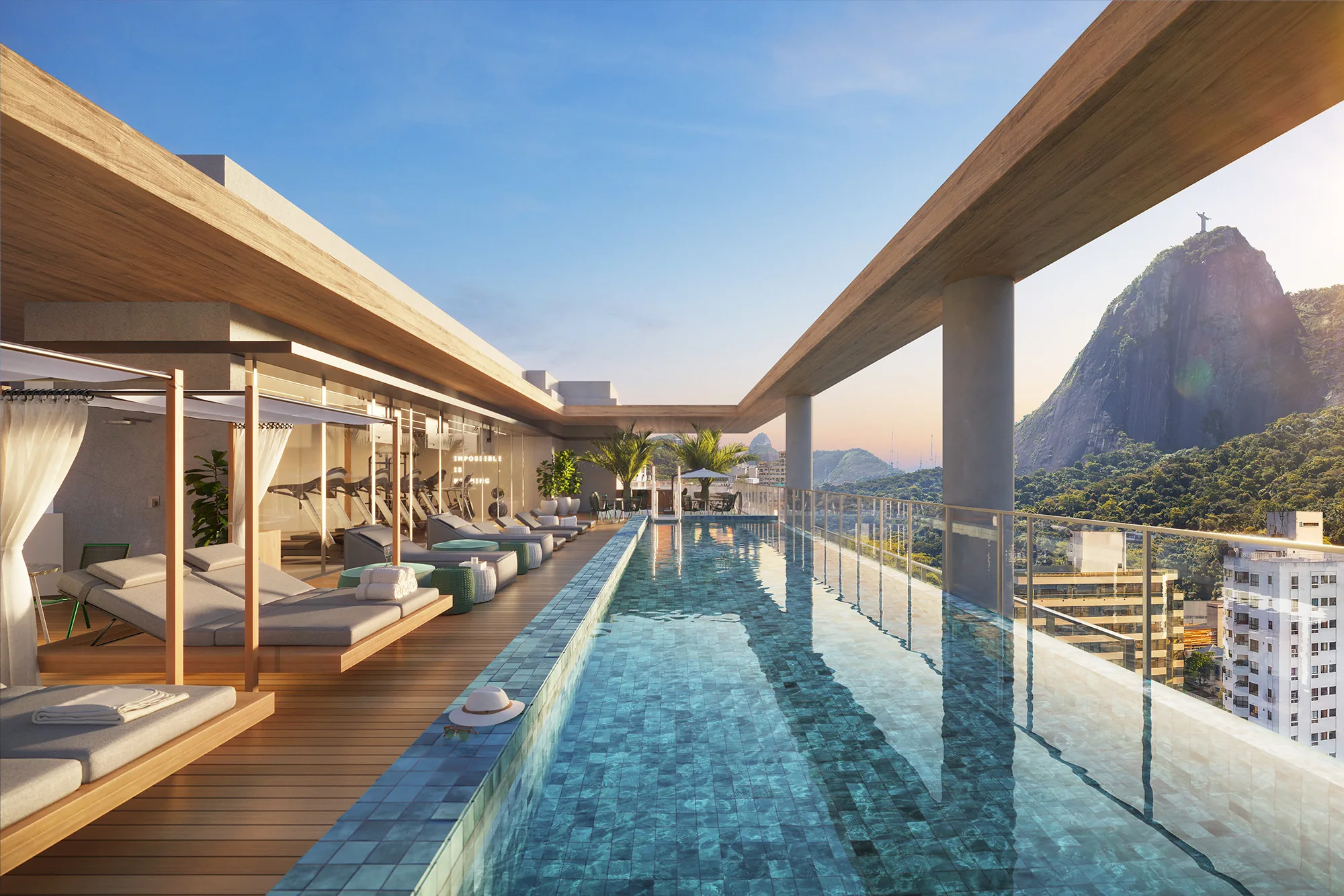 Piscine sur le toit de First Humaitá face au Corcovado