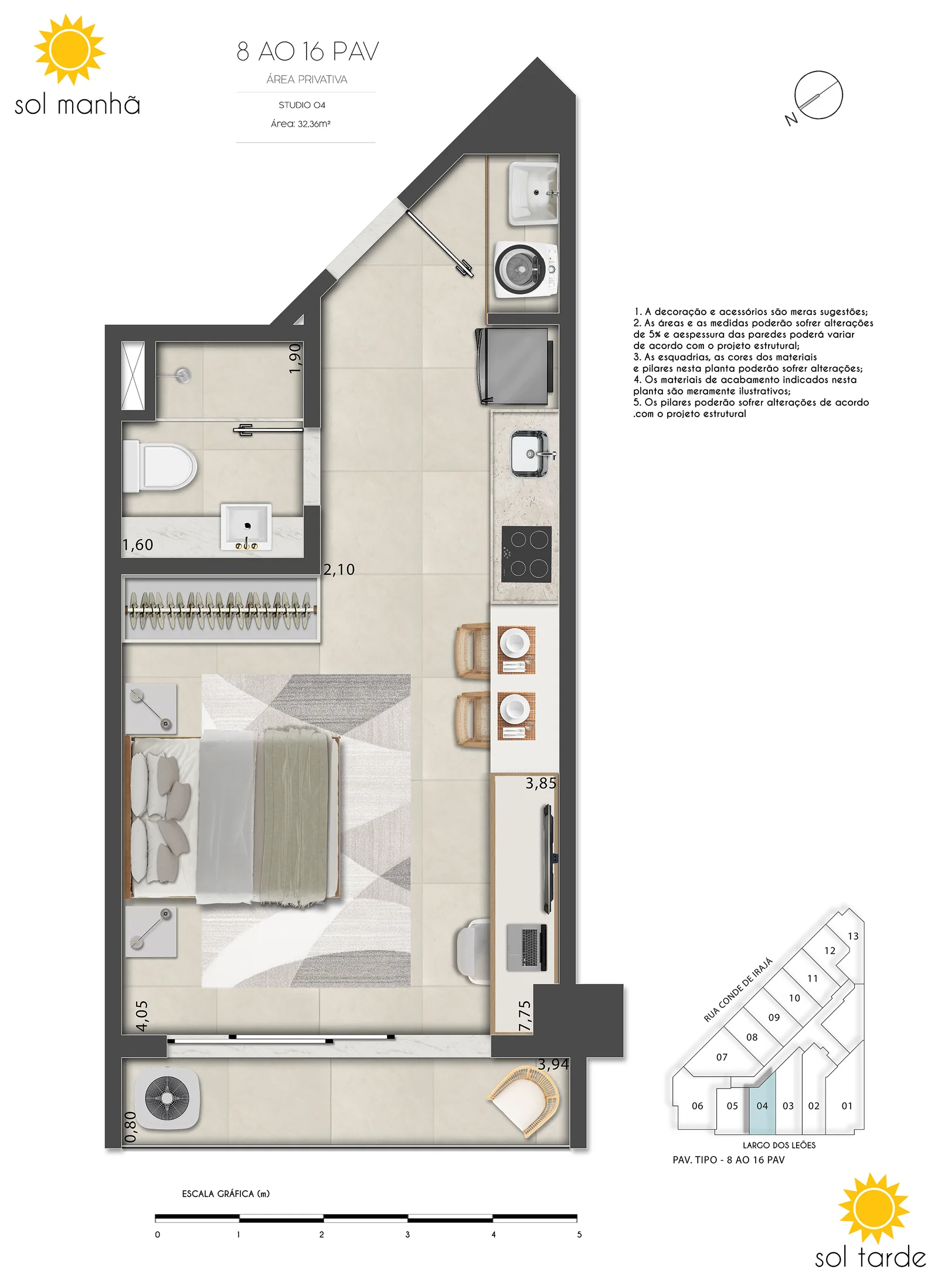 First Humaitá zone haute — lot 04 plan, 32,36 mètres carrés
