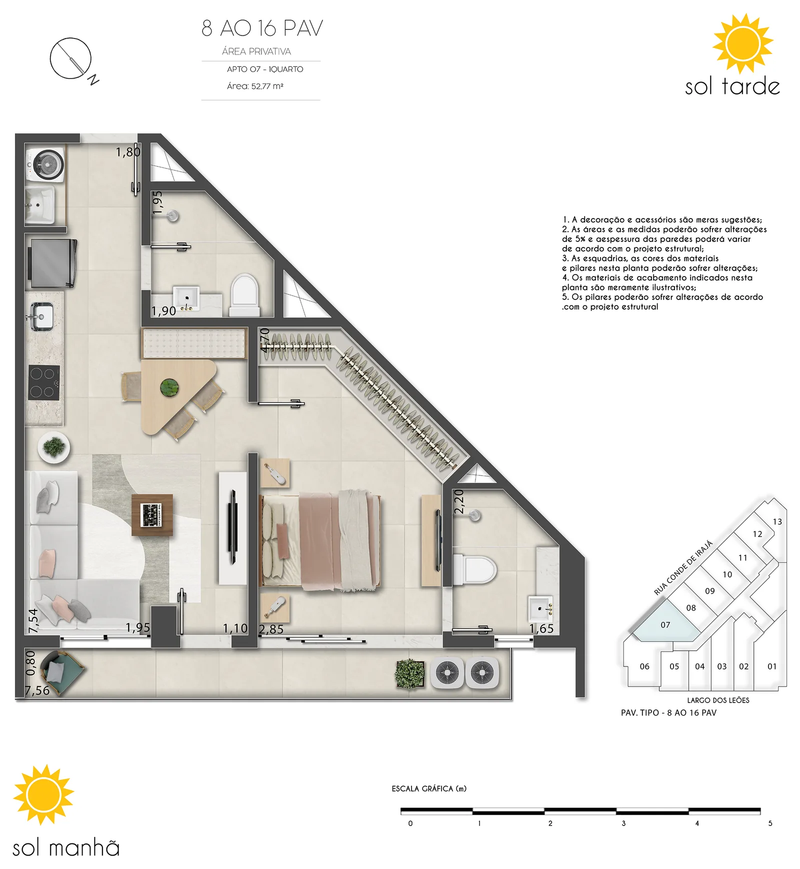 First Humaitá zone haute — lot 07 plan, 52,77 mètres carrés