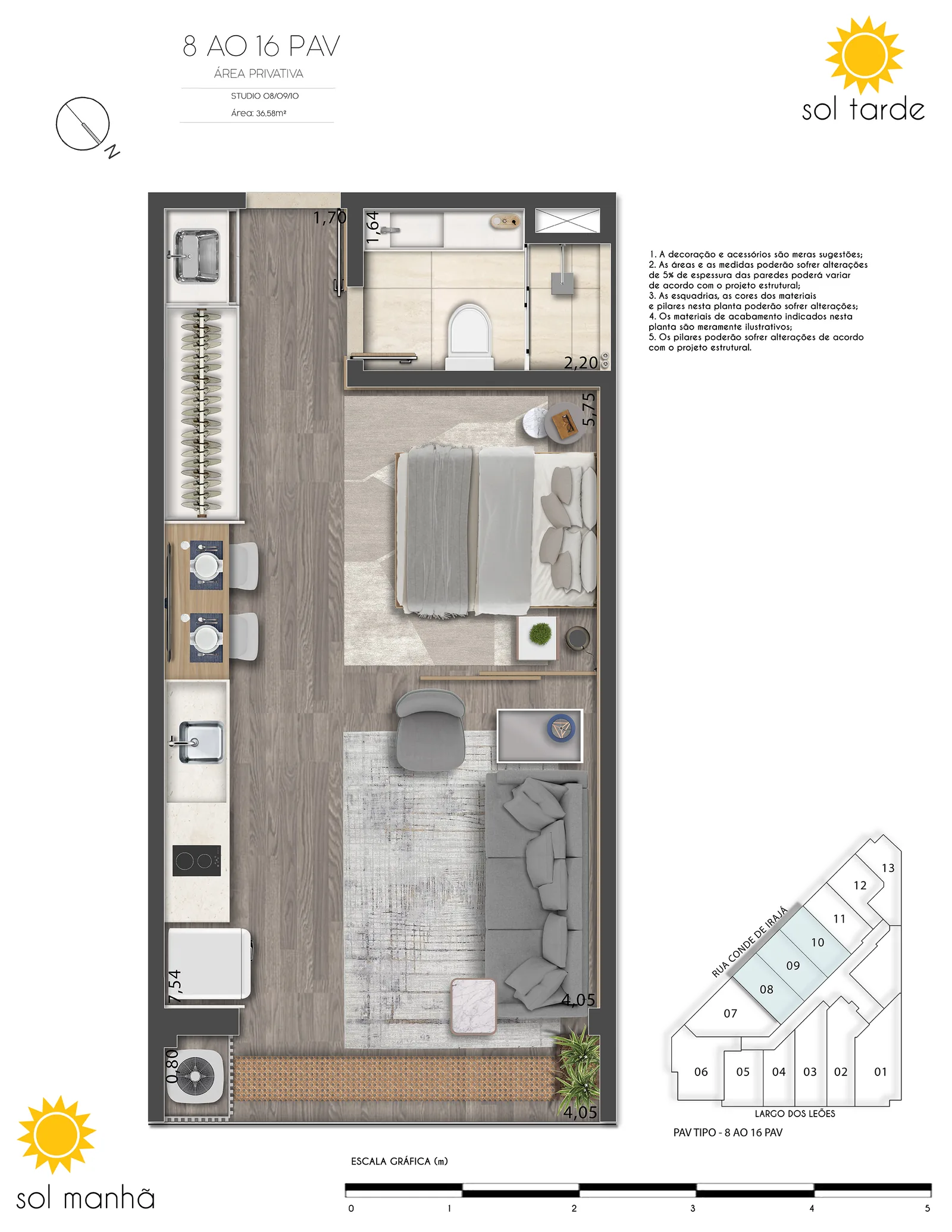 First Humaitá zone haute — lot 08 plan, 36,58 mètres carrés