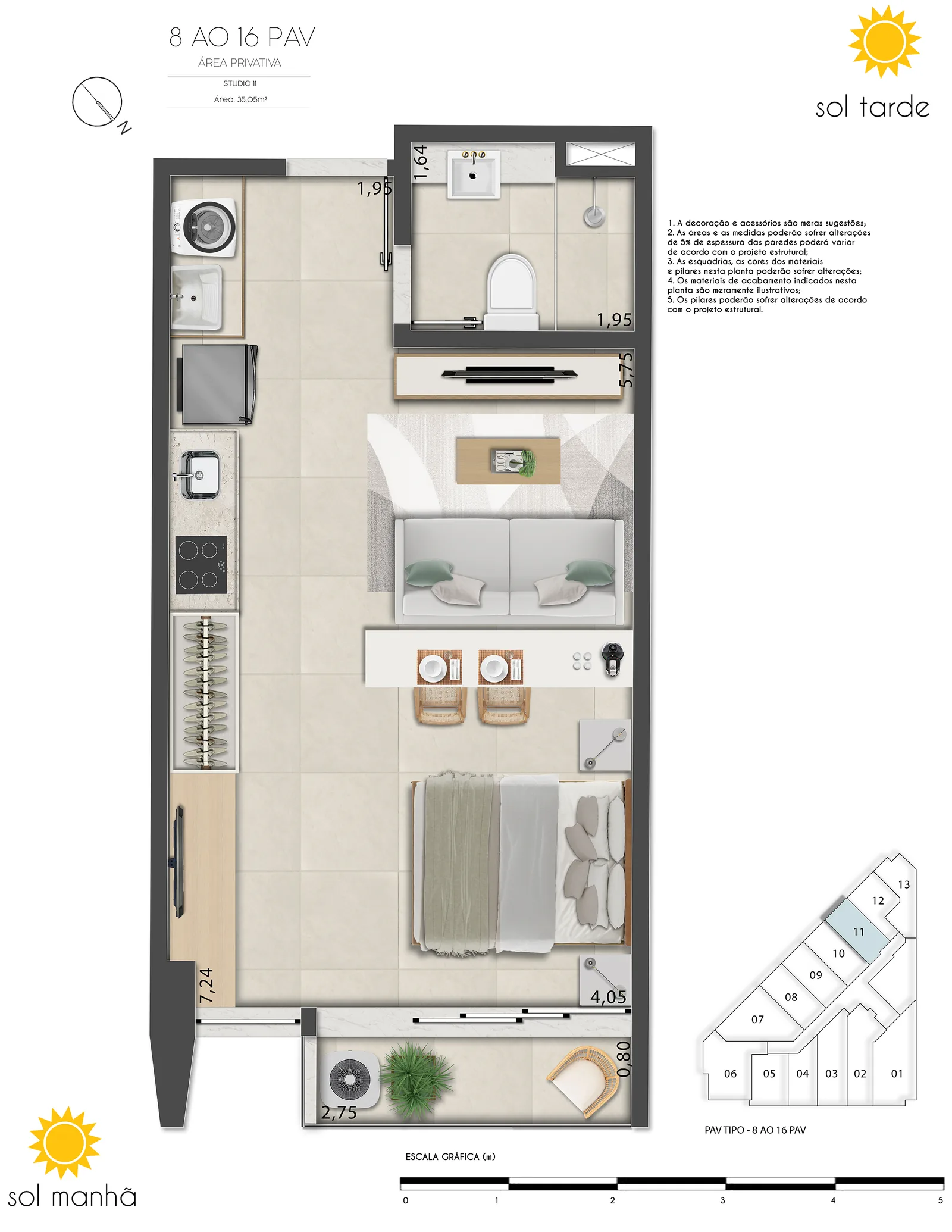 First Humaitá zone haute — lot 12 plan, 32,87 mètres carrés
