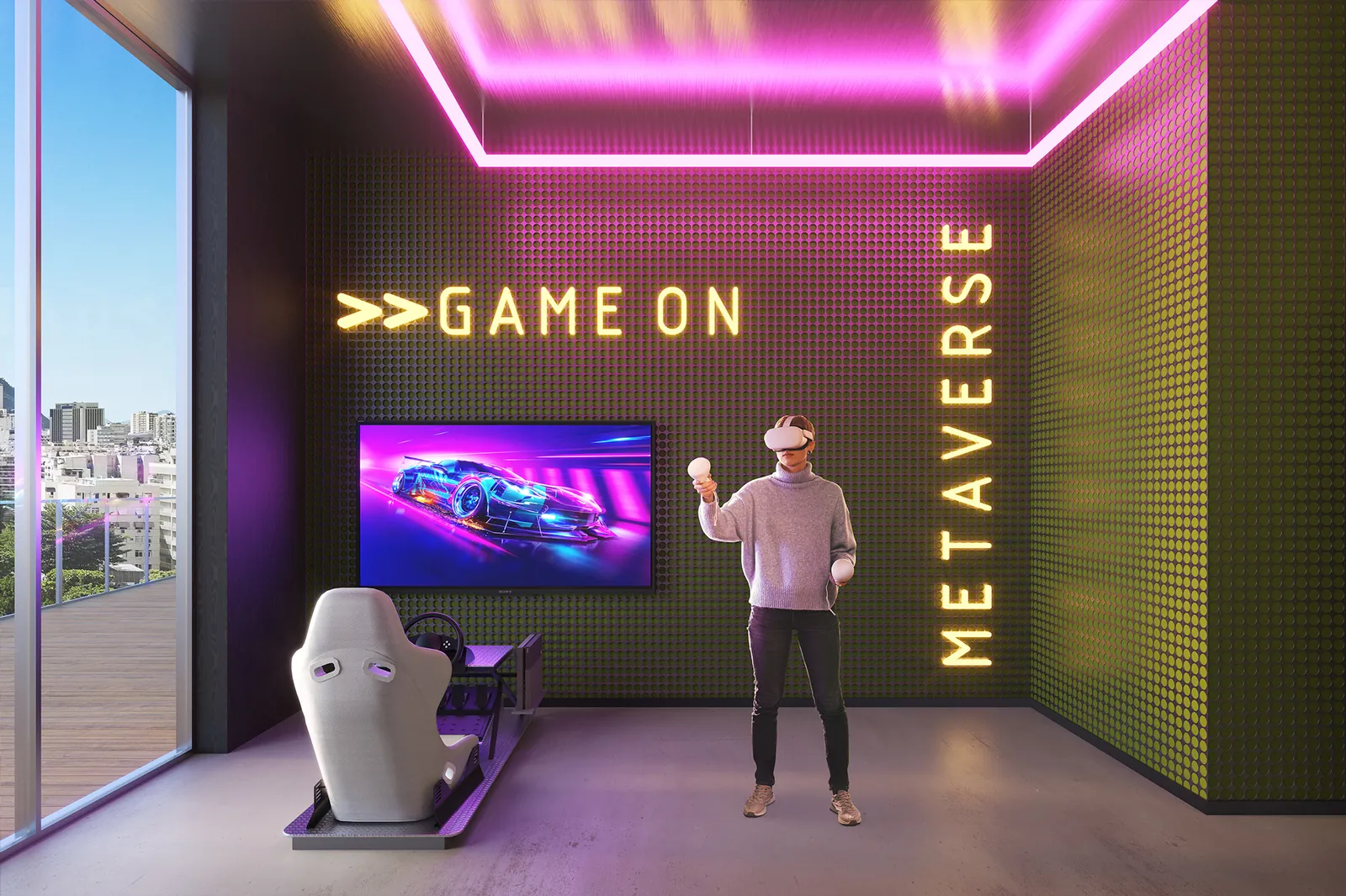 Espace réalité virtuelle et métavers de la salle gamer de First Humaitá