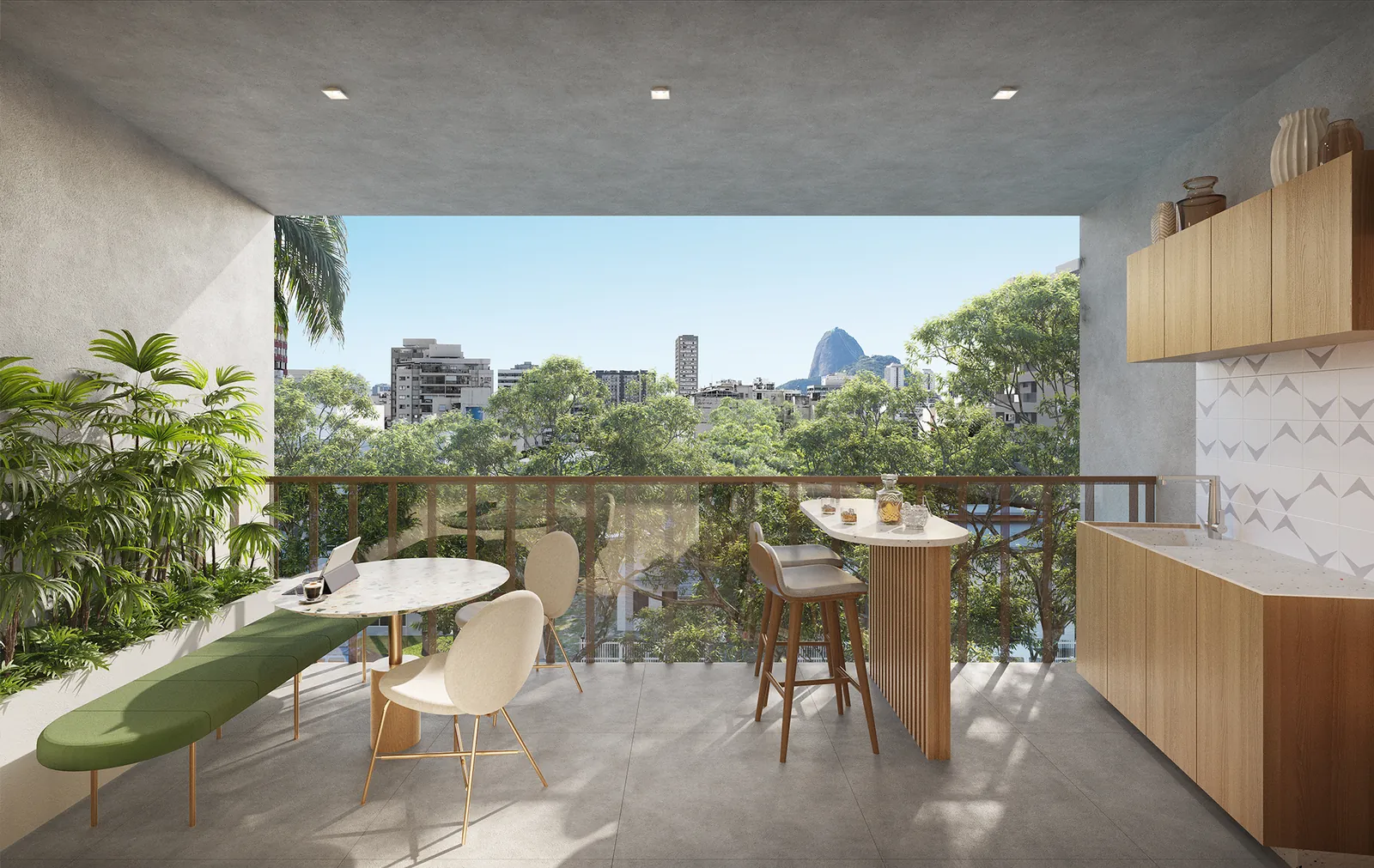 Balcon avec plan gourmet à First Humaitá