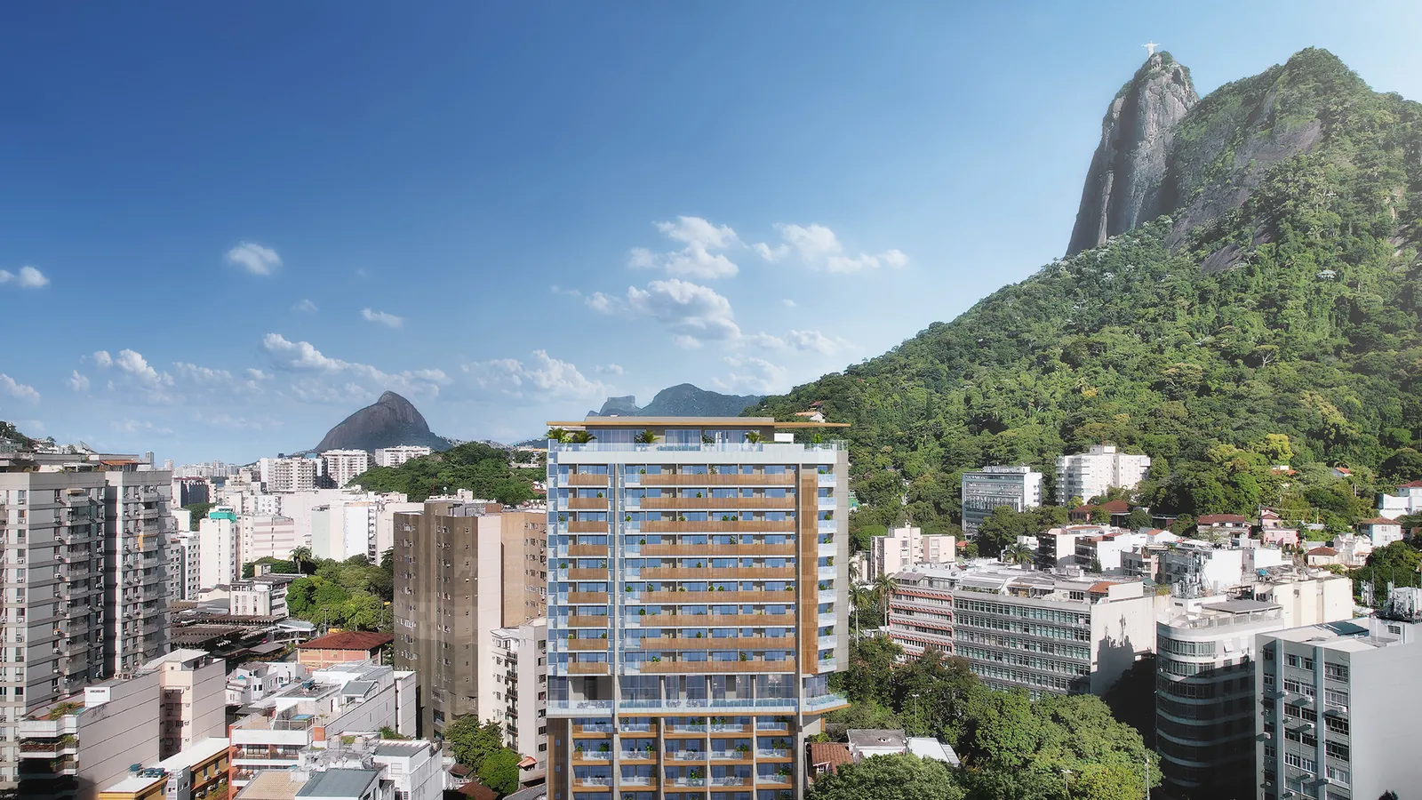 First Humaitá se détachant sur le Corcovado et les collines boisées de Humaitá