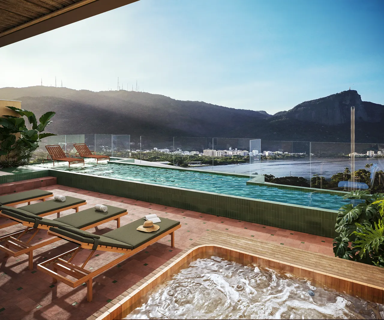 Rooftop with pool and panoramic view at Parque Studios