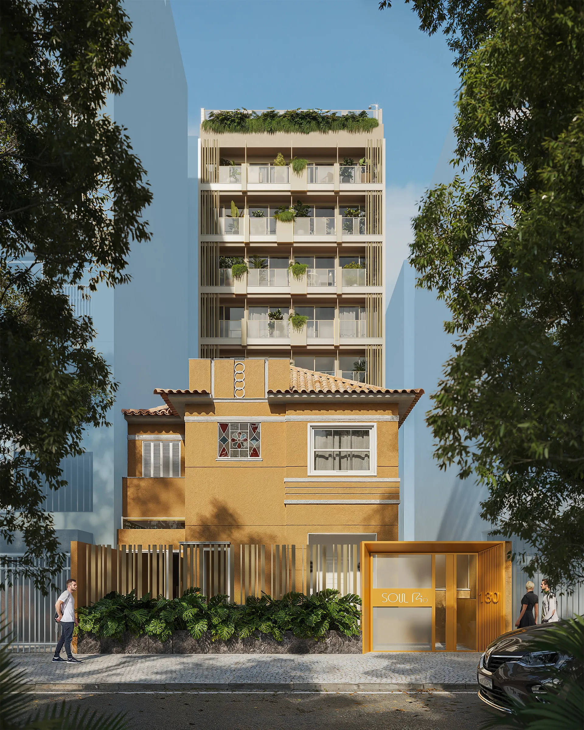 Front facade — Soul Rio Ipanema and historic mansion