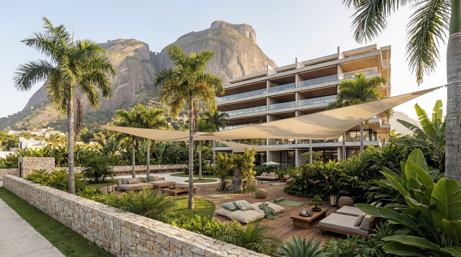 Lounge jardín zen y solarium de Vista Joá