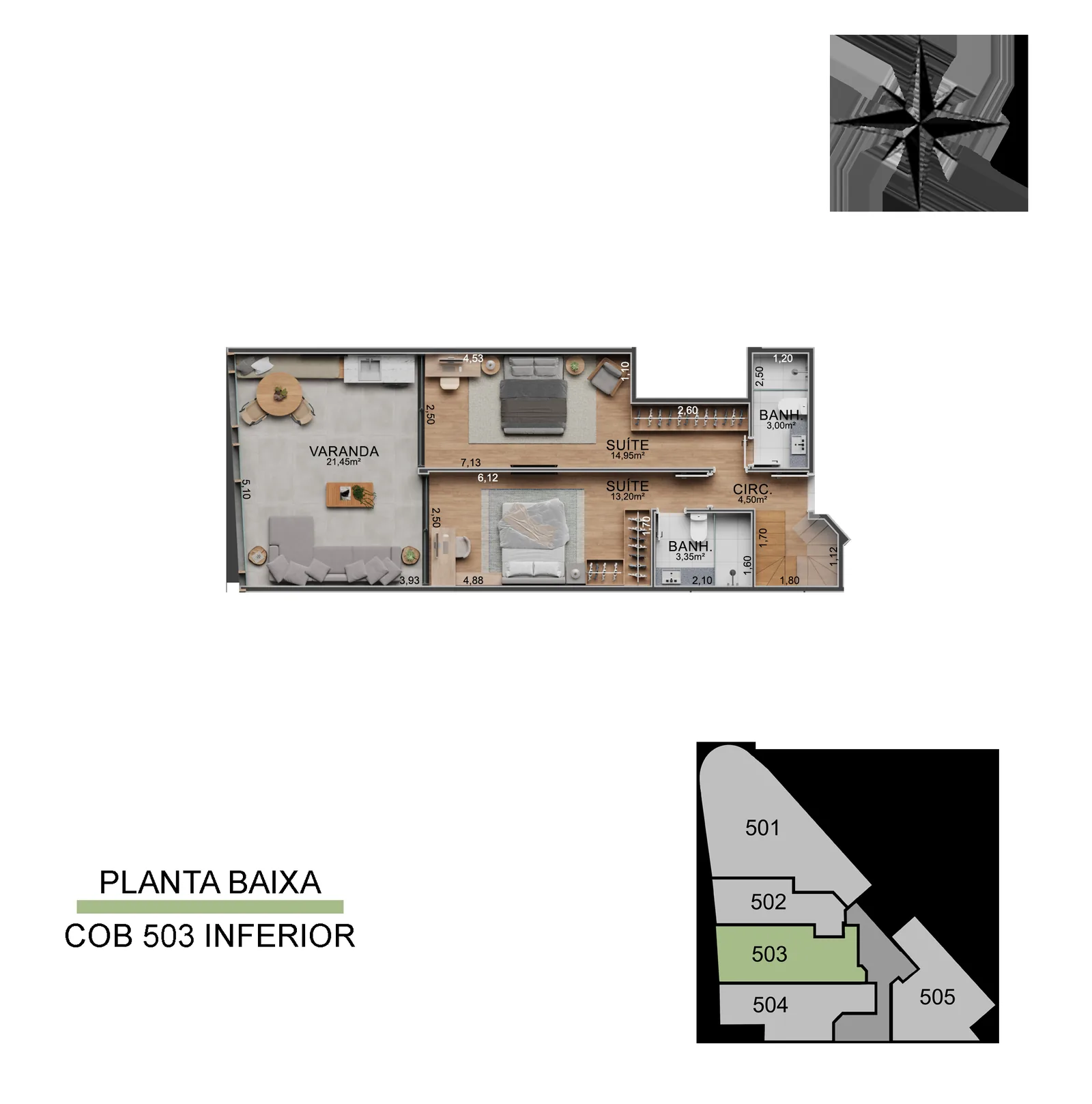 Cobertura de Vista Joá 503 — planta del nivel inferior