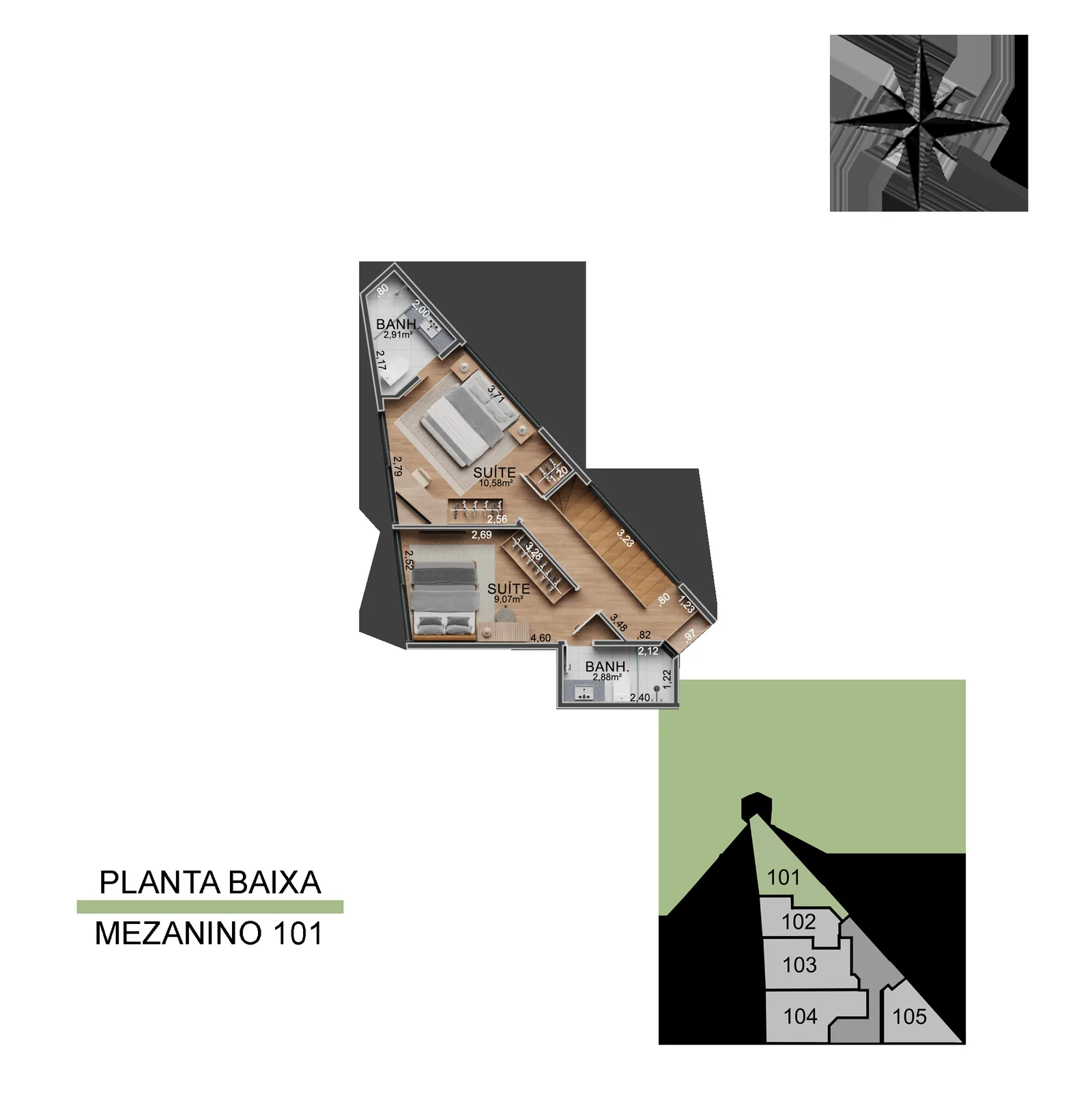 Townhouse de Vista Joá 101 — planta del mezanine