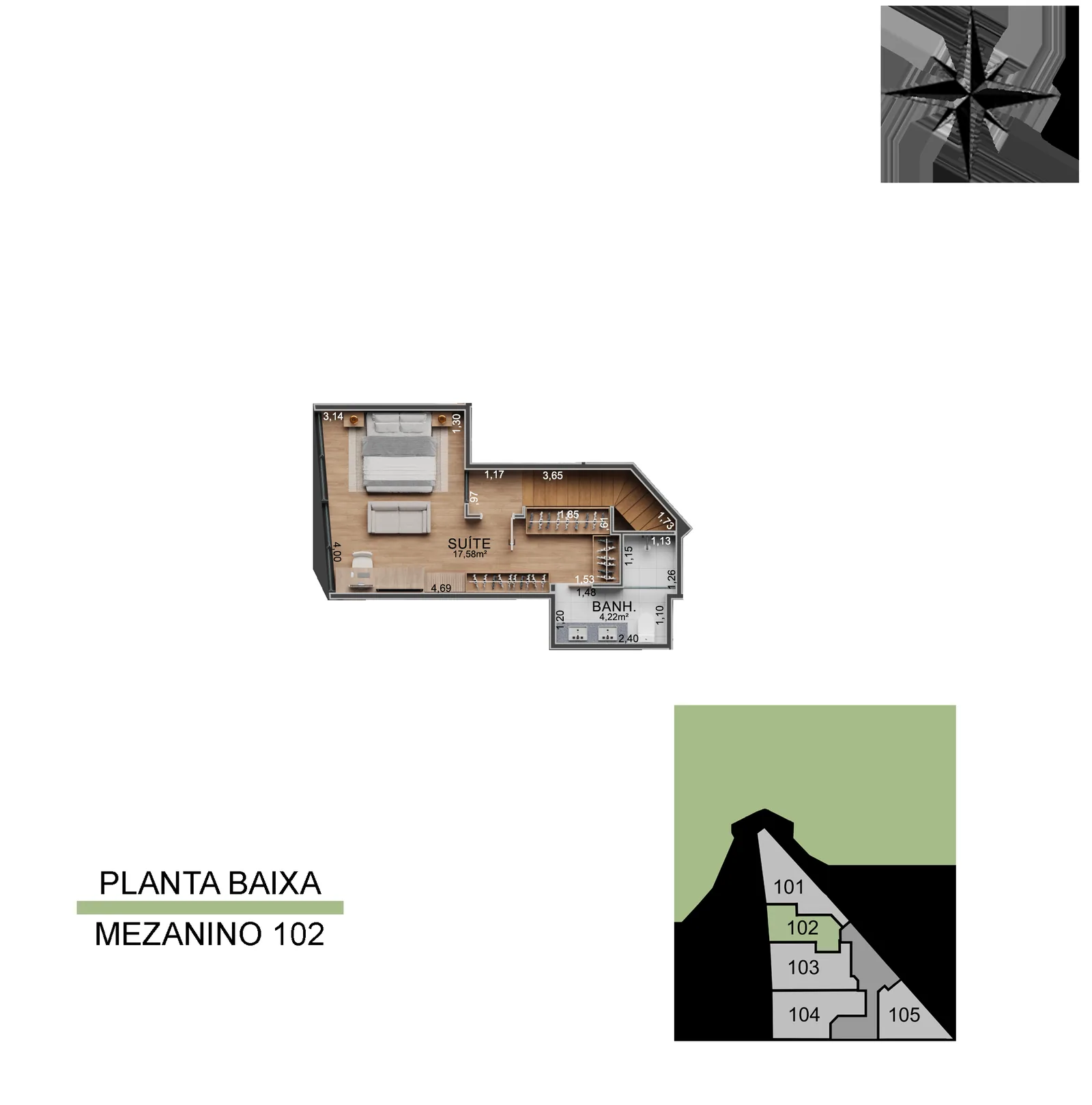 Townhouse de Vista Joá 102 — planta del mezanine
