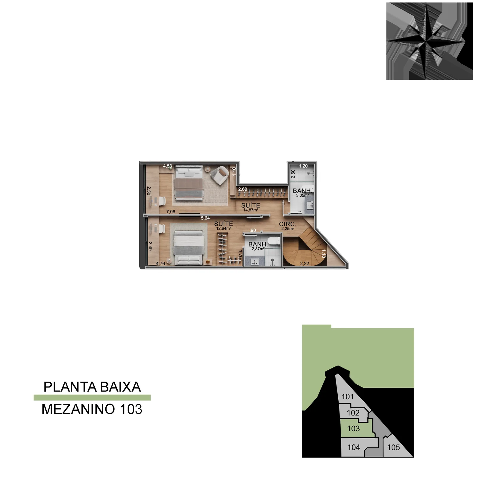 Townhouse de Vista Joá 103 — planta del mezanine