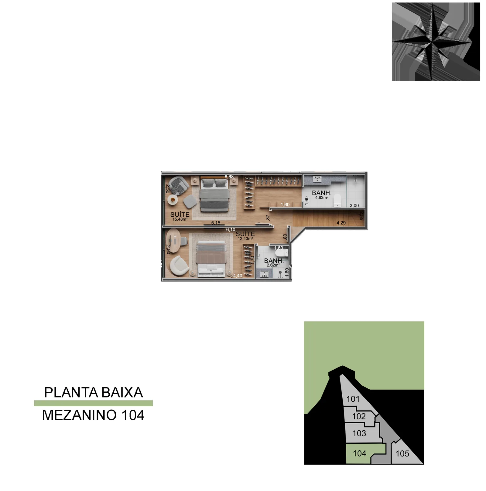 Townhouse de Vista Joá 104 — planta del mezanine