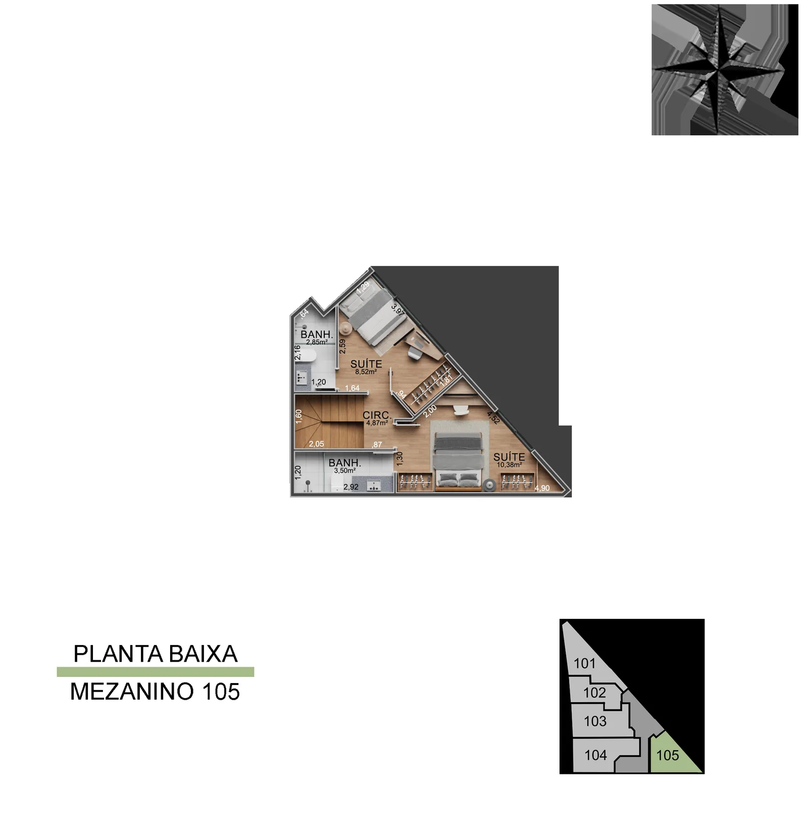 Townhouse de Vista Joá 105 — planta del mezanine
